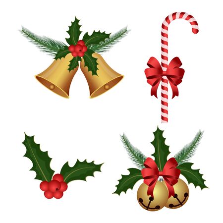 Christmas decoration set vector illustration isolated on white backgroundのイラスト素材