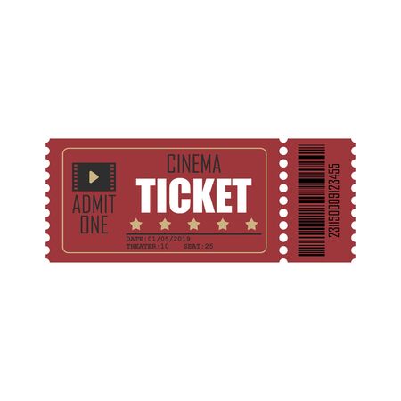 Cinema ticket vector illustration isolated on white backgroundのイラスト素材