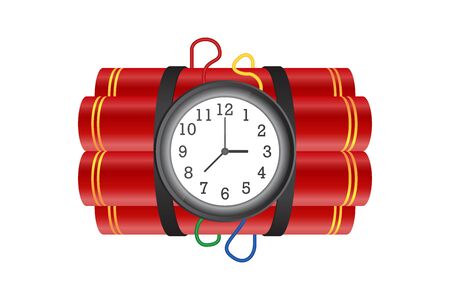 Dynamite with burning fuse vector illustration isolated on white backgroundのイラスト素材