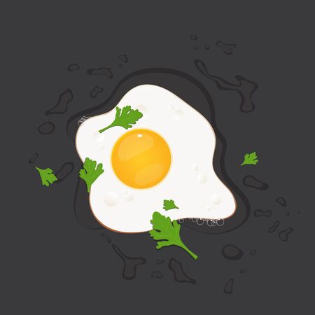 Fried egg with  parsley vector illustrationのイラスト素材