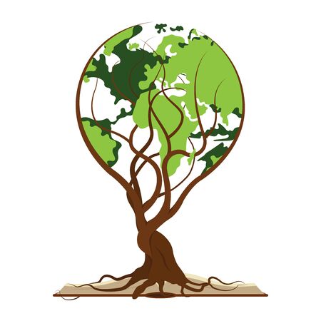 World tree and opened book  vector illustrationのイラスト素材