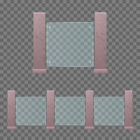 Modern glass railing vector illustration isolatedのイラスト素材