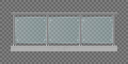 Stairs with glass railing vector illustration isolated on transparent backgroundのイラスト素材