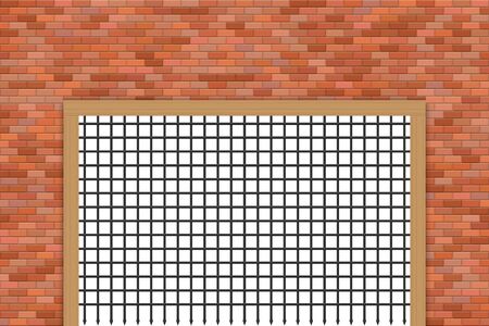 Medieval castle gate and brick wall vector illustrationのイラスト素材