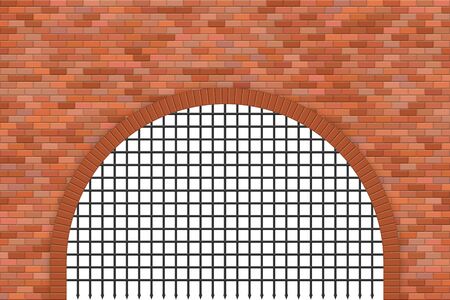Medieval castle gate and brick wall vector illustrationのイラスト素材