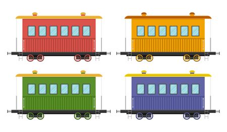 Set of train wagons vector illustration isolated on white backgroundのイラスト素材