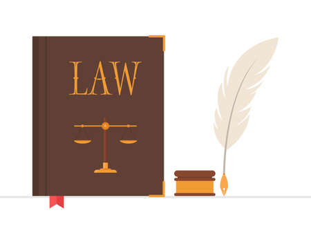 Law book with quill pen and inkwell vector illustrationのイラスト素材