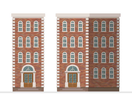 Brick townhouse apartament vector illustration isolated on white backgroundのイラスト素材