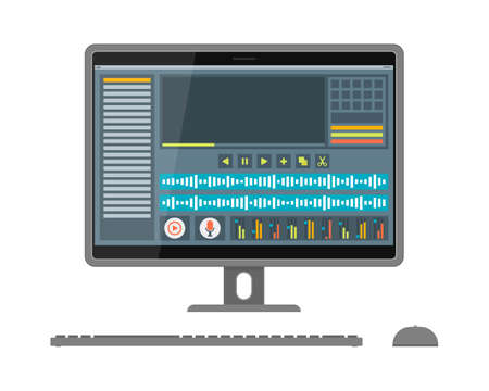 Interface of sound and video editor on screenのイラスト素材