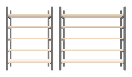 Modern steel and wooden bookcase vector illustrationのイラスト素材