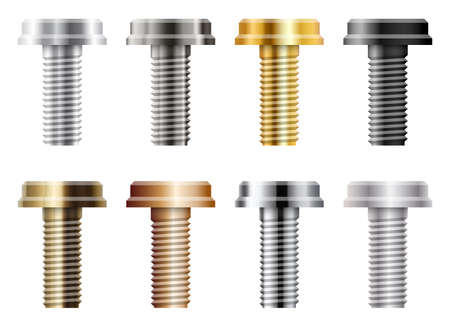 Set of metal screws vector illustrationのイラスト素材