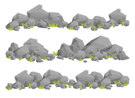 Set of rock stones and boulders in cartoon styleのイラスト素材