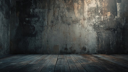 old room with wooden floor, grunge background, 3d renderの素材