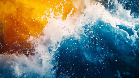 Close-up of sea wave with splashes. Abstract background.の素材