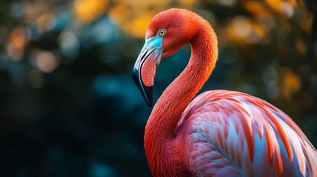 Pink flamingo (Phoenicopterus ruber) portraitの素材