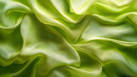 Green fabric with a pattern of leaves and vines. The fabric is very soft and has a natural feel to itの素材