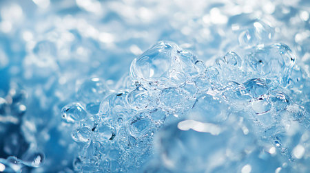 The image is of a body of water with a lot of small bubbles. The bubbles are scattered throughout the water, creating a sense of movement and energyの素材