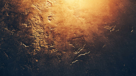 Wall with a lot of cracks and a lot of dirt on it. The wall is orange and brownの素材