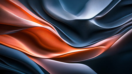 Piece of abstract art with a blue and orange swirl. The blue and orange colors are blended together to create a sense of movement and fluidityの素材