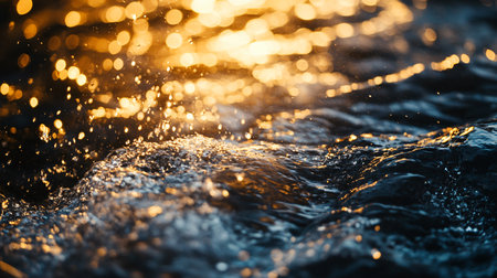 The water is blue and has a lot of bubbles. The bubbles are small and scattered throughout the waterの素材