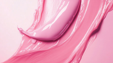 Pink liquid is splashed across a white background. The liquid is thick and has a glossy textureの素材