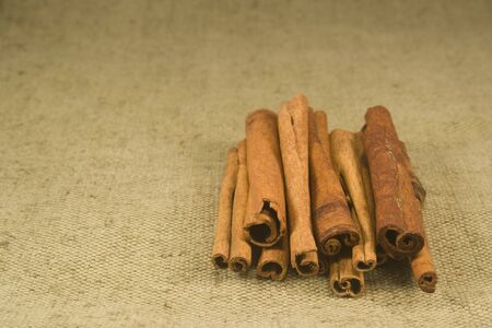 Cinnamon sticks on burlap