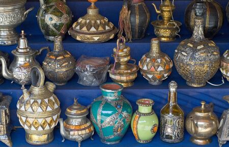 Moroccan Vases and Pots from the souks (market place). Intricate detail and fine craftsmanshipの写真素材