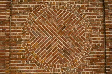 Red Brick Wall with circle Pattern