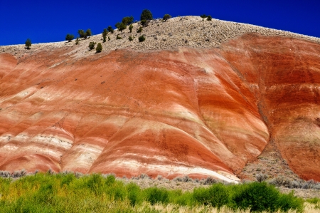 Coloful clay and rock layers, John Day Fossil park, Oregonの写真素材