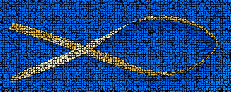 Mosaic of the ICTHUS - fish - symbol representing the Christian church in ancient timesのイラスト素材