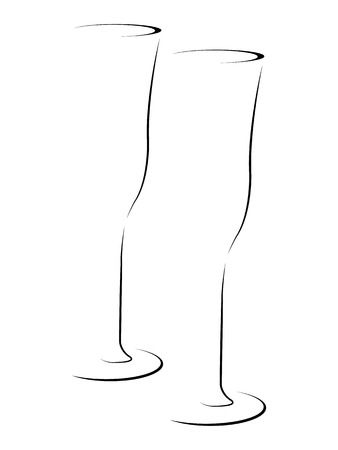 Abstract Stylized Depiction champagne flutes from eps 10のイラスト素材