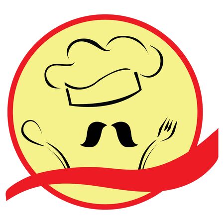 Stylized Chef with Hat and Bannerのイラスト素材