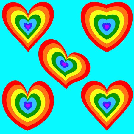Rainbow Colors on heart, isolated on whiteのイラスト素材