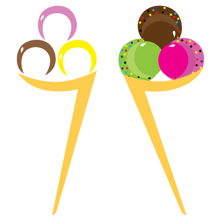 Set of stylized Ice Cream Conesのイラスト素材