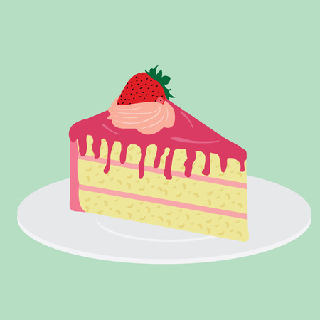 Slice of strawberry Cake on plate