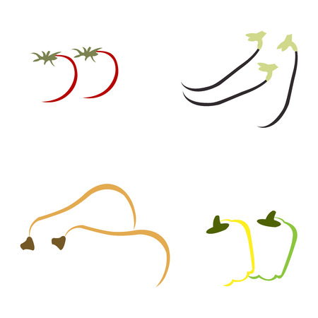 Abstract hand drawn vegetables on white backgroundのイラスト素材