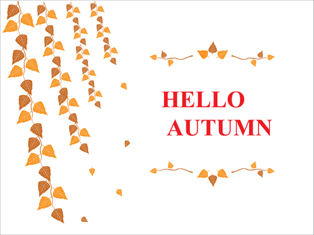 Hello autumn fall writing vector illustration.のイラスト素材