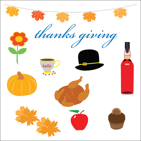 Thanksgiving items setのイラスト素材