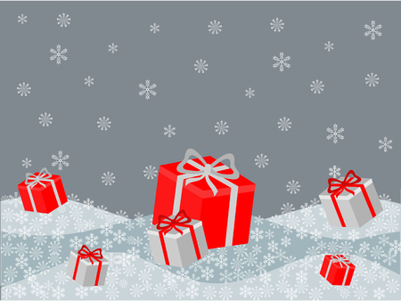 Christmas presents in the snowのイラスト素材
