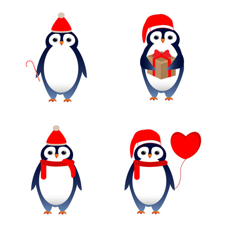 Merry Christmas penguin design greeting cardのイラスト素材