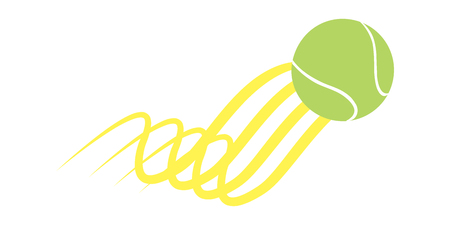Flying fiery tennis ball on white backgroundのイラスト素材