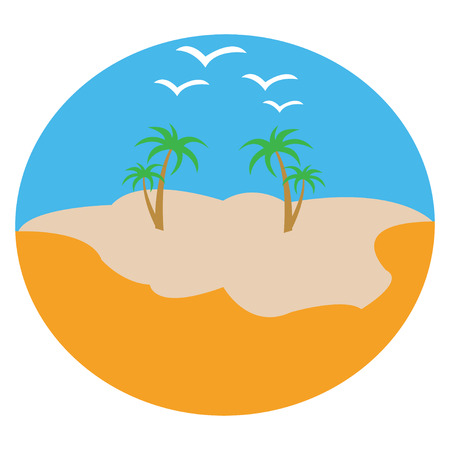 Circle icon of palm trees on an islandのイラスト素材