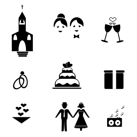 Collection of wedding themed iconsのイラスト素材