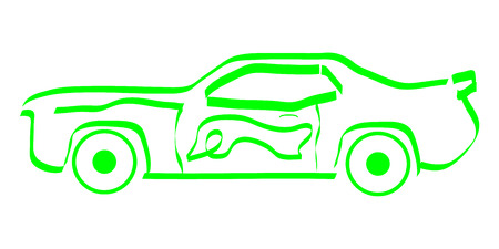 Stylized image of green muscle carのイラスト素材