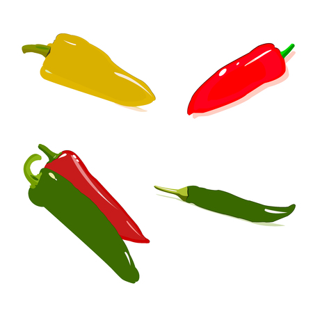 Vector set of hot peppersのイラスト素材