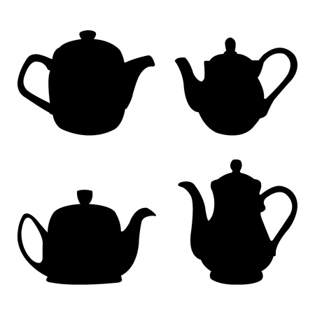 Vector set of four styles of tea potsのイラスト素材