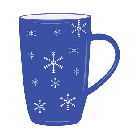 Blue winter mug with snowflakesのイラスト素材