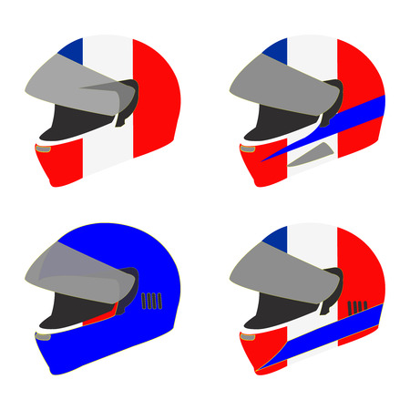 Vector set of motorcycle helmetsのイラスト素材