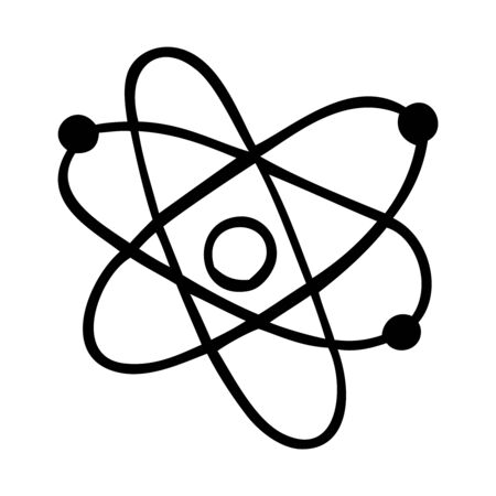 Black and white vector illustration of an atomのイラスト素材