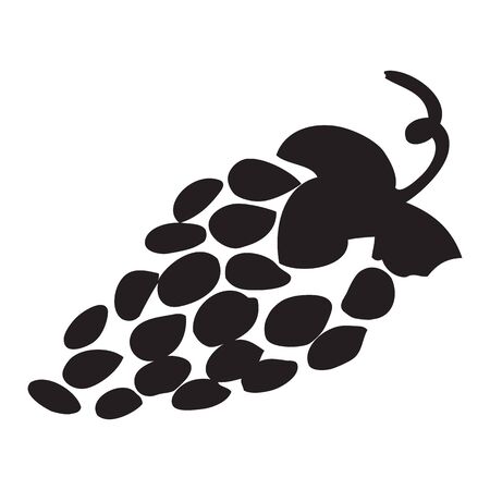 Black silhouette of grapes. Vector illustration. On whiteのイラスト素材